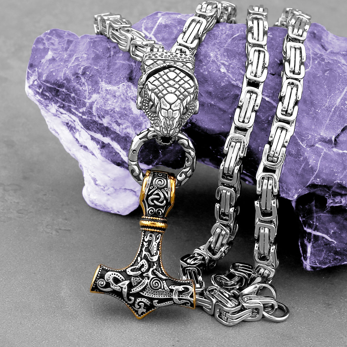 Nordic odin cobra cabeça colar - Battle Rope Anchor avaliação e preço