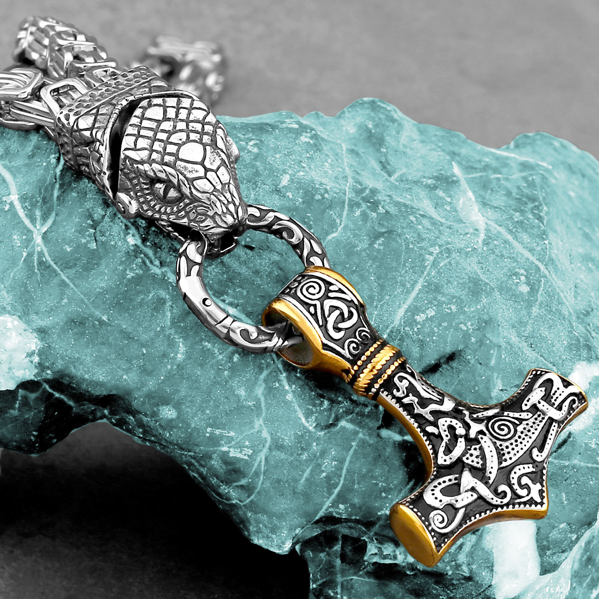 Nordic odin cobra cabeça colar - Battle Rope Anchor avaliação e preço